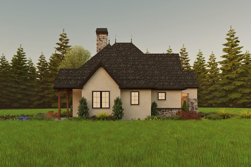 Plan 69779AM: 2-Bed European Cottage with Study and Open Living Space - 1297 Sq Ft - Image #5 - Cottage, European, French Country