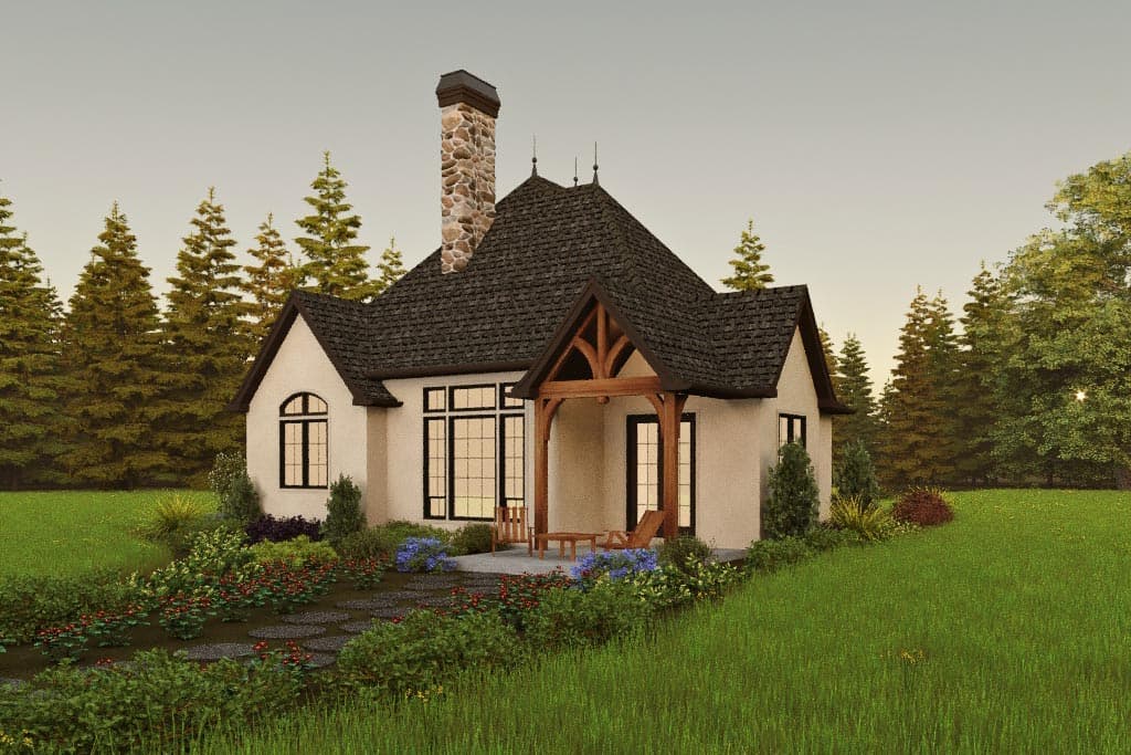 Plan 69779AM: 2-Bed European Cottage with Study and Open Living Space - 1297 Sq Ft - Image #6 - Cottage, European, French Country
