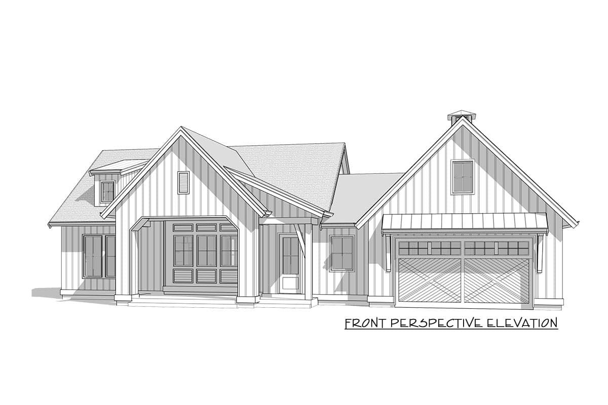 Plan 270042AF: One-Story Modern Farmhouse Under 1,500 Square Feet with Vaulted Interior - Image #7 - Modern Farmhouse, Mountain, New American, Ranch
