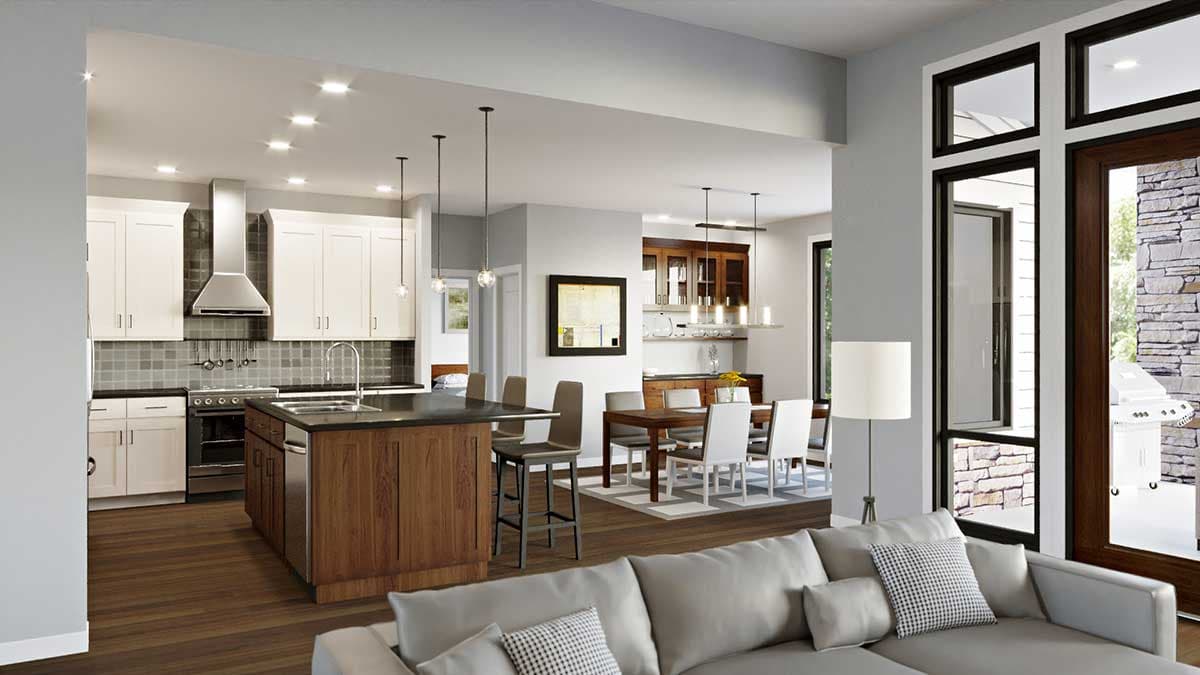 Plan 69781AM: Contemporary Prairie Ranch Home Plan with Angled Garage - Image #4 - Contemporary, Mid Century Modern, Northwest, Prairie, Ranch