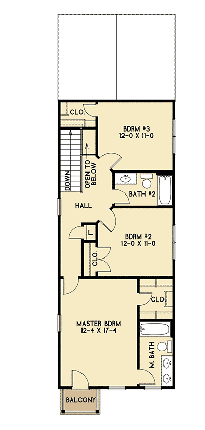 Plan 31593GF: Narrow Coastal Home Plan with Single Garage - Floor Plan - 2nd Floor - Coastal, New American, Southern, Traditional