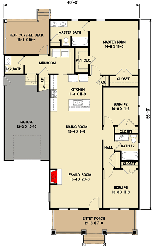 Plan 31597GF: One-Story American Craftsman House Plan with Attached Garage - 1854 Sq Ft - Floor Plan - Main Level - Bungalow, Cottage, Country, Craftsman, Northwest
