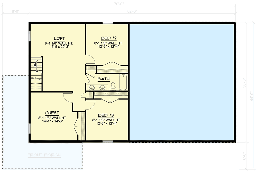 Plan 135076GRA: Barndominium with a Front Wrapping Porch - Floor Plan - 2nd Floor - Barndominium, Country, Rustic, Traditional
