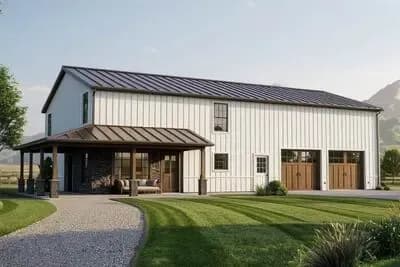 Barndominium with a Front Wrapping Porch
