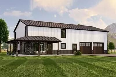 Barndominium with a Front Wrapping Porch