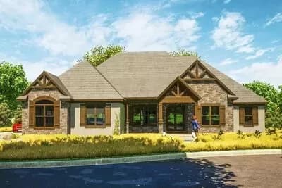 2785 Square Foot Rustic Craftsman Home Plan with Flex Home Office