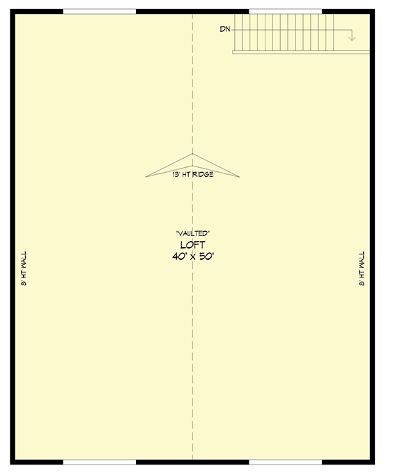 Plan 68812VR: Utilitarian Detached Garage with Vaulted Loft - Floor Plan - 2nd Floor - Traditional