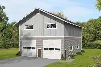 Utilitarian Detached Garage with Vaulted Loft