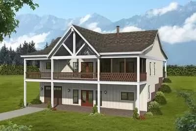 Rustic Country Home with Dramatic Vaulted Floor Plan for a Sloping Lot