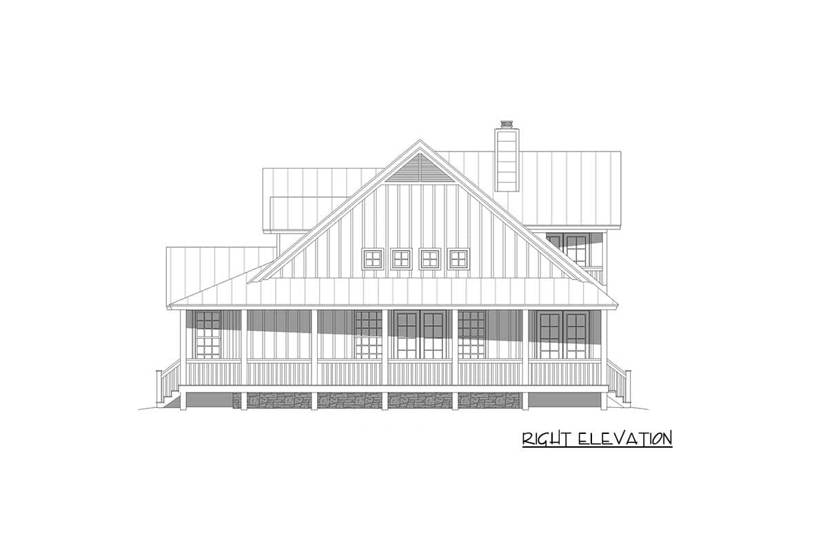 Plan 68820VR: Lake Retreat with 3-Side Porch and 2-Story Great Room - 2366 Sq Ft - Image #5 - Country, Craftsman, Farmhouse, Mountain
