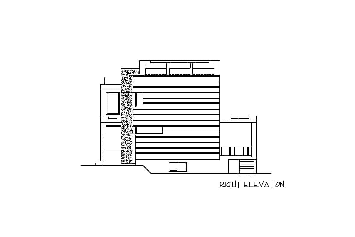 Plan 90315PD: Modern House Plan with Glass-encased Stair and 2-Story Living Room - Image #5 - Modern, Northwest