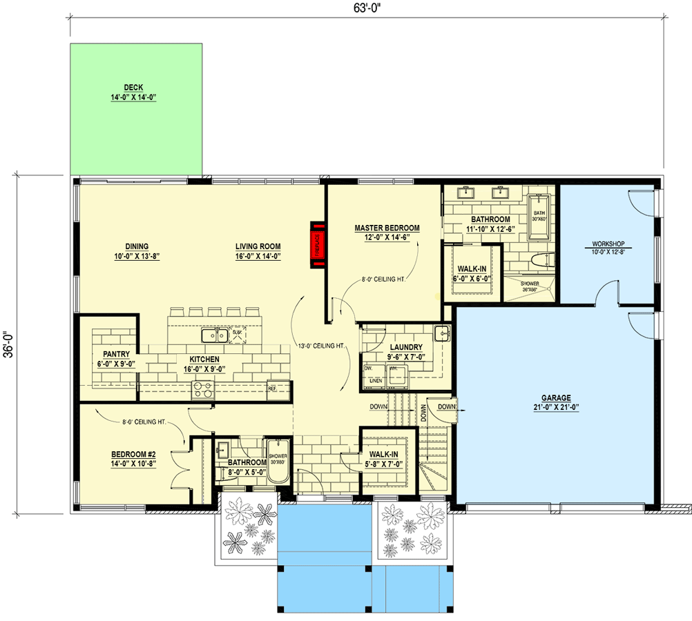 Plan 90317PD: Modern Split Bedroom House Plan with Garage Workshop - Floor Plan - Main Level - Contemporary, Modern, Northwest