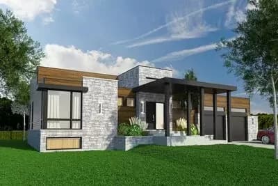 Modern Split Bedroom House Plan with Garage Workshop
