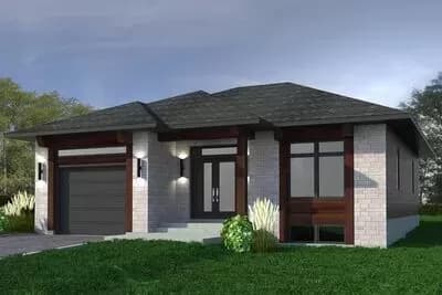One-level Prairie Home Plan with Modern Exterior