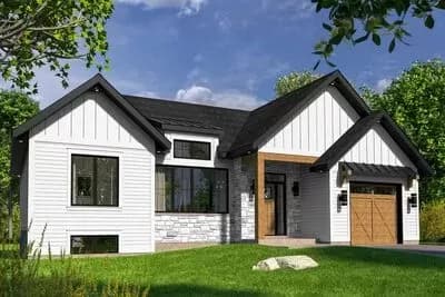 New American House Plan with Rustic Elegance