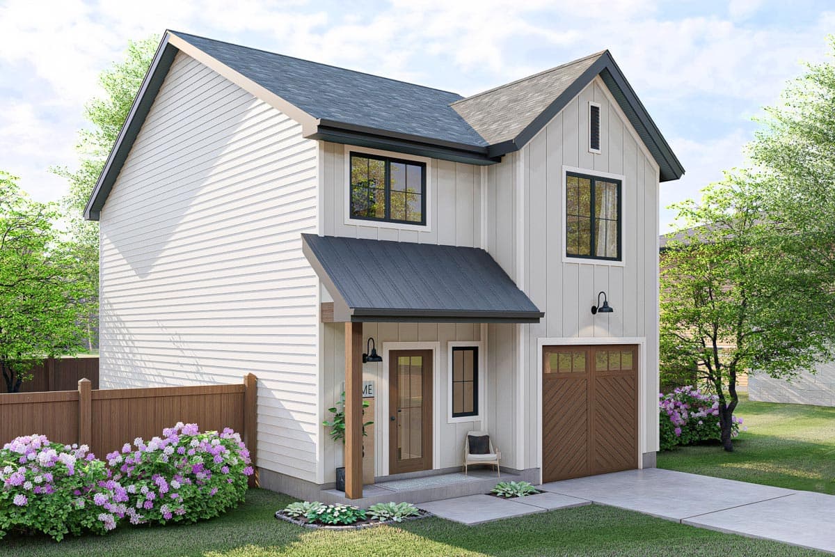 Plan 623043DJ: 2-Story Country Cottage Starter Home Plan with 3-Beds Upstairs - 1464 Sq Ft - Image #5 - Cottage, Country, Farmhouse, Traditional