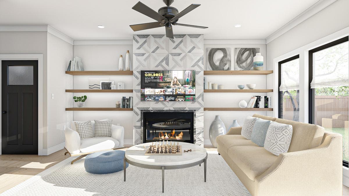 Plan 623043DJ: 2-Story Country Cottage Starter Home Plan with 3-Beds Upstairs - 1464 Sq Ft - Image #10 - Cottage, Country, Farmhouse, Traditional