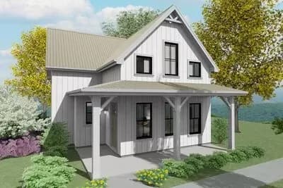 Exclusive Pocket Neighborhood Farmhouse Plan with 2-Story Living Room