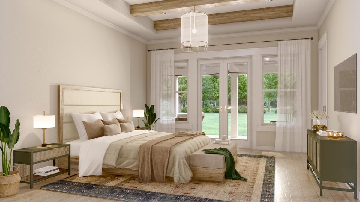 Plan 51872HZ: Charming 3-bed Transitional House Plan with Courtyard and Rear Porches  - Image #12 - Cottage, Country, French Country, Modern Farmhouse, New American, Southern, Southern Traditional, Traditional, Transitional