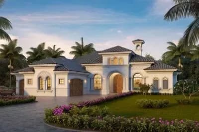 Mediterranean-style Florida Home Plan with Large Covered Lanai