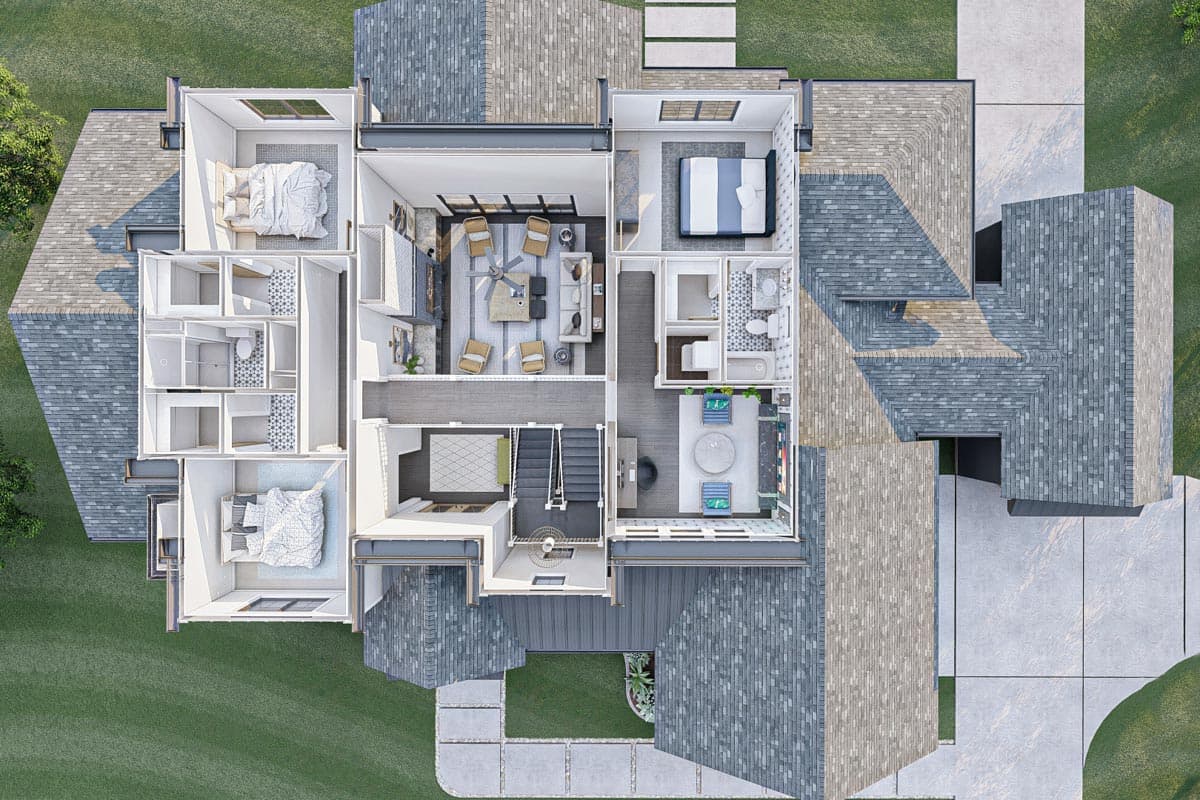 Plan 623044DJ: Modern Farmhouse Plan with Second Floor Walkway Overlook - 3263 Sq Ft - Image #9 - Country, Modern Farmhouse, New American, Traditional, Transitional