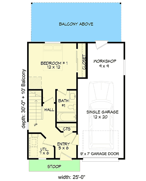 Plan 68822VR: Contemporary Home Plan with Second-level Living Space - Floor Plan - Main Level - Contemporary, New American