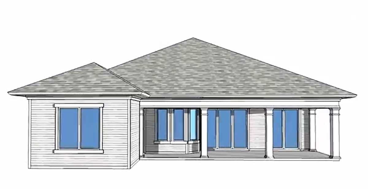 Plan 33003ZRX: 3 Bed House Plan for a Narrow Lot with 3 Bedrooms - 1630 Sq Ft and Under 50-Feet Wide - Image #7 - Ranch, Southern, Traditional