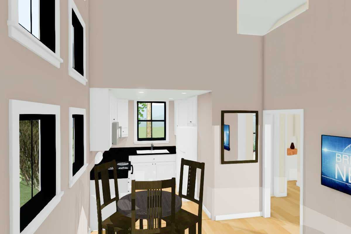 Plan 430814SNG: 800 Square Foot Micro-living Country Home Plan with Loft Overlook - Image #4 - Cottage, Country