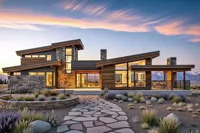Modern Mountain Home Plan with Rooftop Deck
