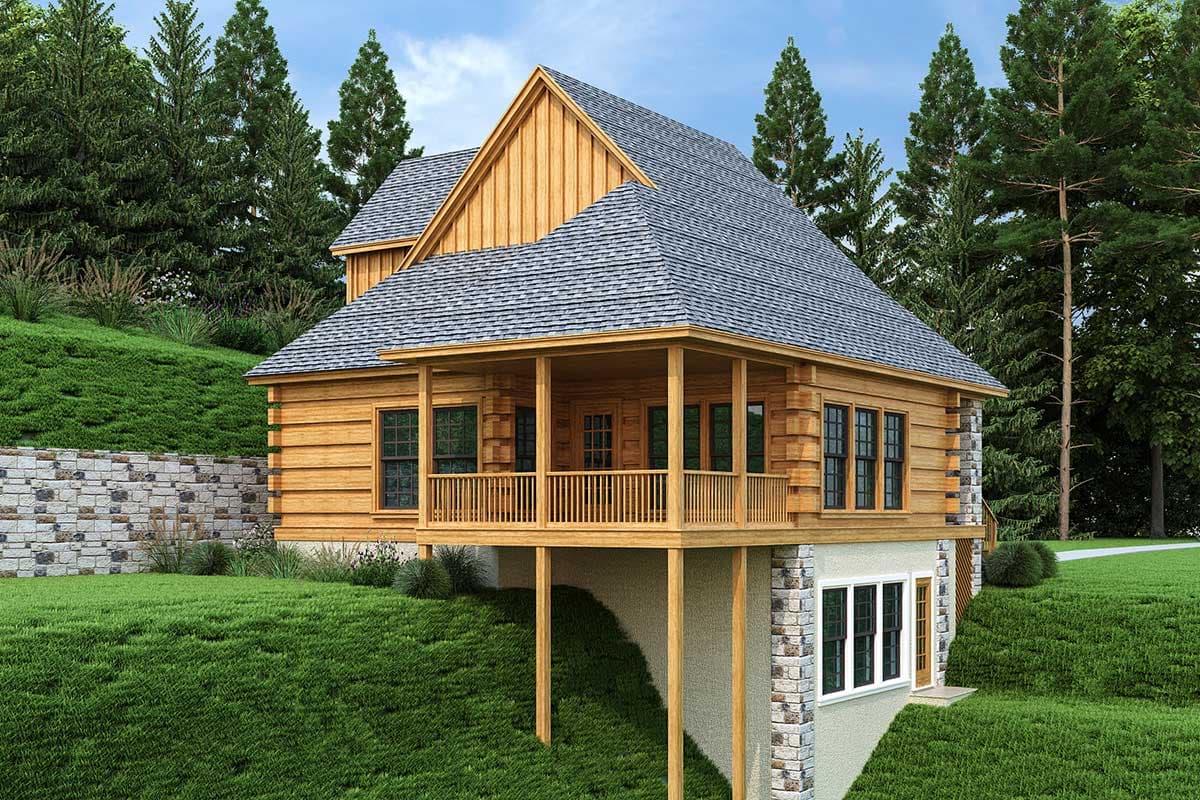 Plan 55079BR: Log Home with 3 Bedrooms and a Loft Overlook Option - Image #4 - Country, Mountain, Rustic, Vacation