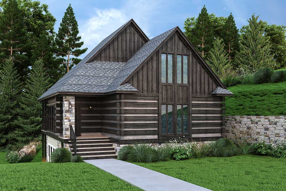 Plan 55079BR: Log Home with 3 Bedrooms and a Loft Overlook Option - Image #5 - Country, Mountain, Rustic, Vacation