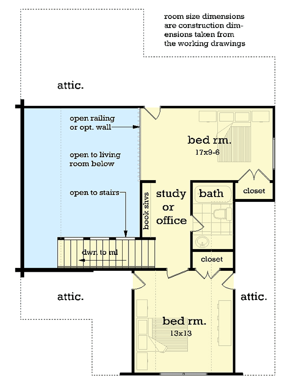 Plan 55079BR: Log Home with 3 Bedrooms and a Loft Overlook Option - Floor Plan - 2nd Floor - Country, Mountain, Rustic, Vacation