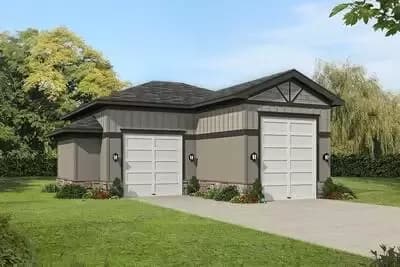 Combo Detached RV and Car Garage with 14'-high Ceilings