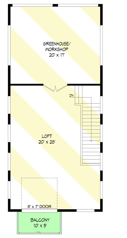 Plan 68828VR: Traditional Detached Double Garage with Loft - Floor Plan - 2nd Floor