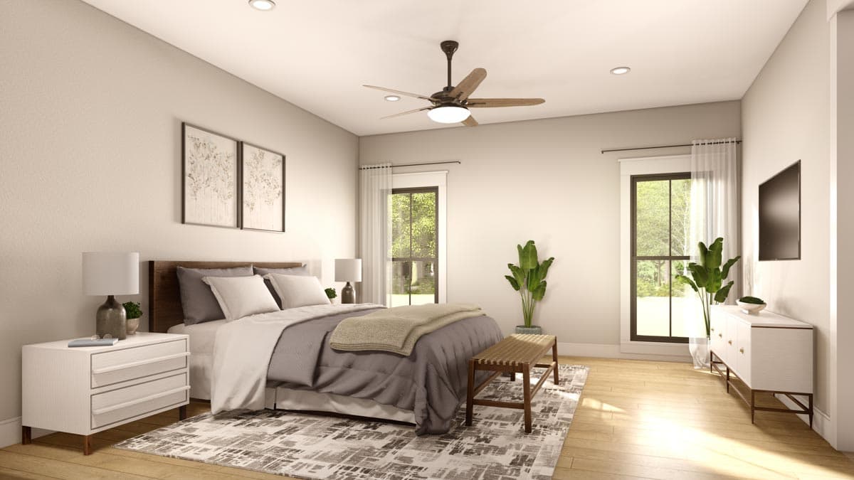 Plan 51873HZ: 3-Bed Modern Farmhouse with L-shaped Front Porch - Image #10 - Cottage, Farmhouse, Modern Farmhouse, Traditional