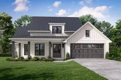 3-Bed Modern Farmhouse with L-shaped Front Porch
