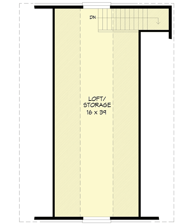 Plan 68830VR: 4-Car Tandem Garage with Loft Space Above - Floor Plan - 2nd Floor - Traditional