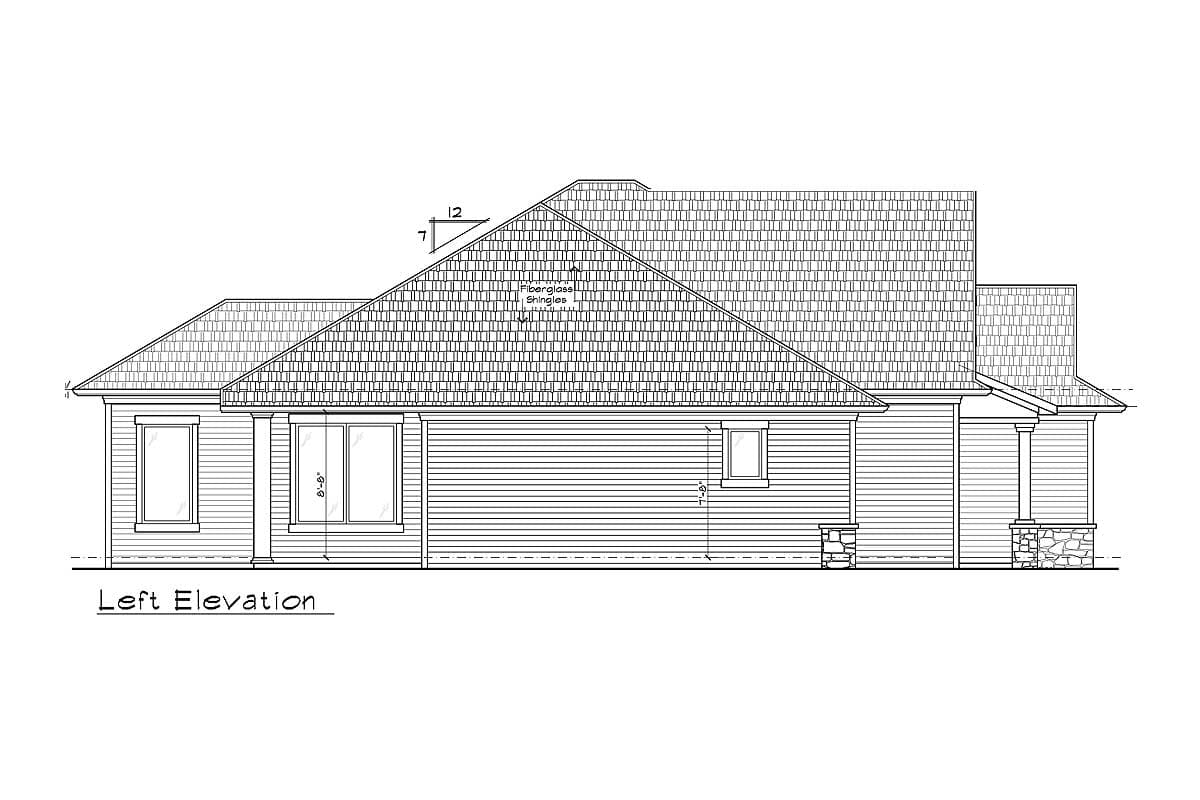 Plan 33012ZR:  3-Bed Country Cottage House Plan With Covered Porches - 1564 Sq Ft - Image #8 - Cottage, Ranch, Southern, Traditional
