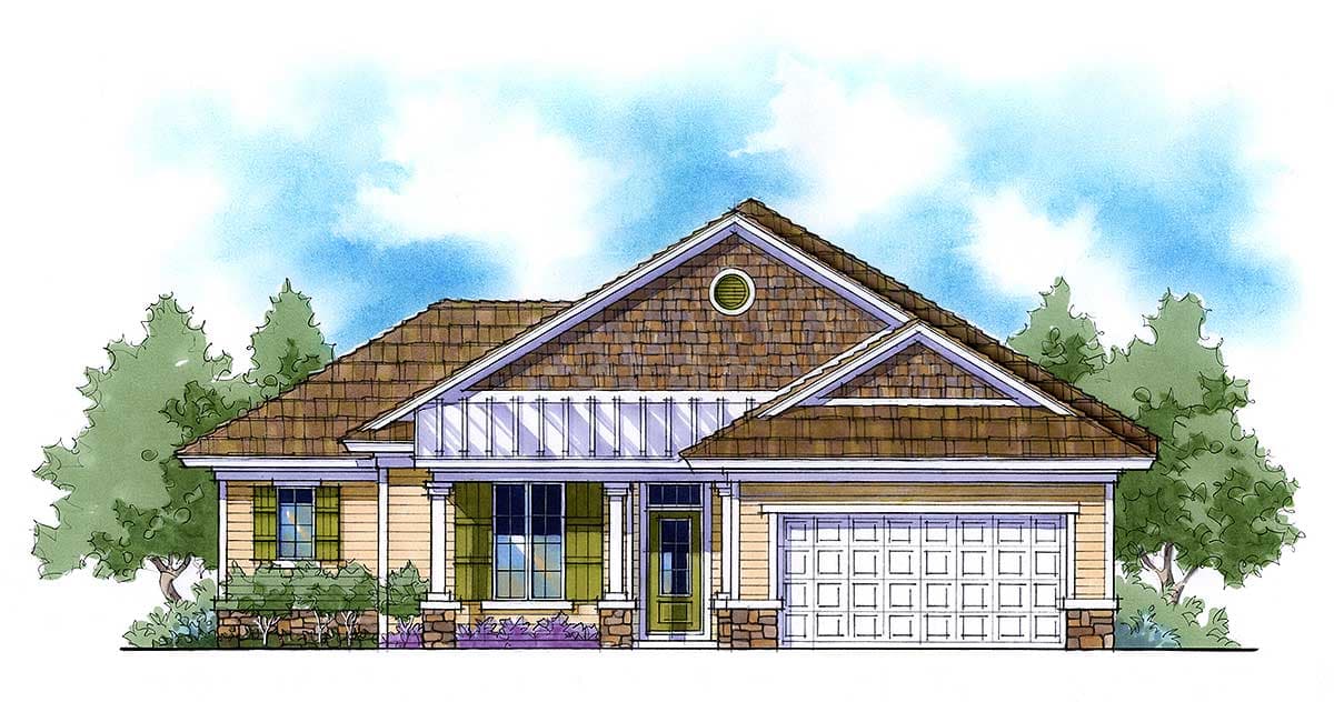 Plan 33012ZR:  3-Bed Country Cottage House Plan With Covered Porches - 1564 Sq Ft - Image #6 - Cottage, Ranch, Southern, Traditional