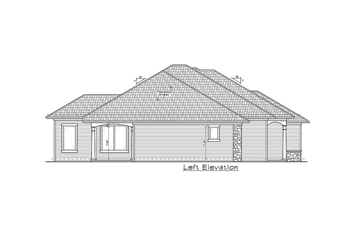Plan 33013ZR: Split Bedroom One-Story Southern House Plan with Three Beds - 1564 Sq Ft - Image #7 - European, Florida-Style, Southern