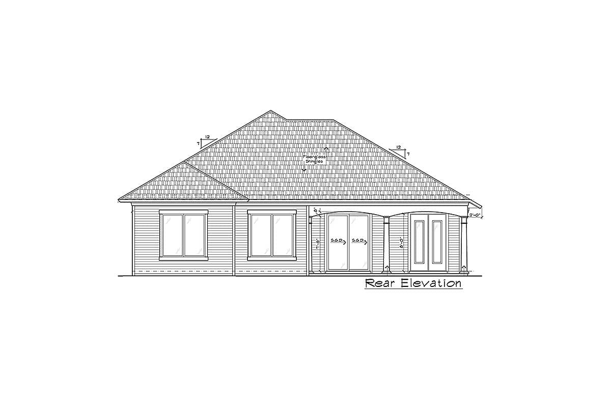 Plan 33013ZR: Split Bedroom One-Story Southern House Plan with Three Beds - 1564 Sq Ft - Image #6 - European, Florida-Style, Southern