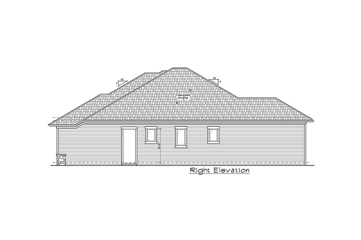 Plan 33013ZR: Split Bedroom One-Story Southern House Plan with Three Beds - 1564 Sq Ft - Image #8 - European, Florida-Style, Southern