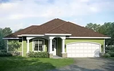 Split Bedroom One-Story Southern House Plan with Three Beds - 1564 Sq Ft