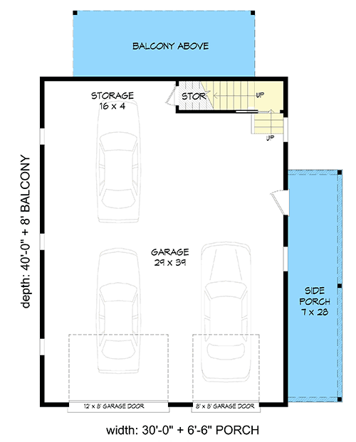 Plan 68832VR: Rustic 930 Sq Ft Detached Garage with Flex Space Above - Floor Plan - Main Level - Country, Mountain, Rustic