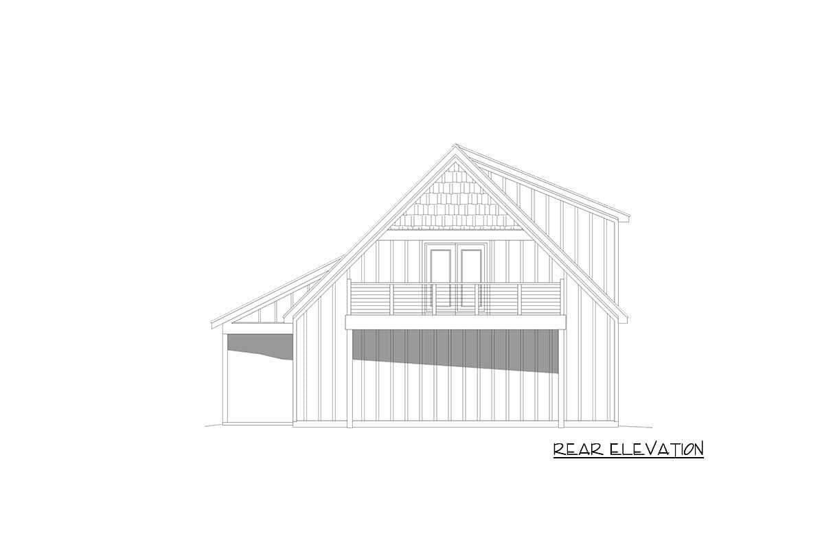 Plan 68832VR: Rustic 930 Sq Ft Detached Garage with Flex Space Above - Image #5 - Country, Mountain, Rustic