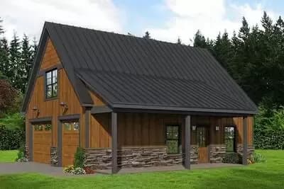 Rustic 930 Sq Ft Detached Garage with Flex Space Above