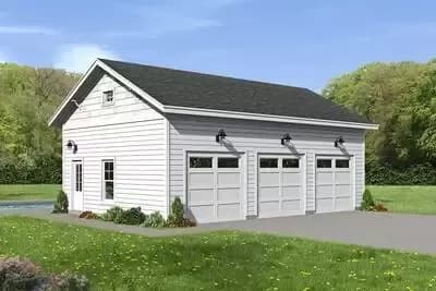 Traditional 3-Car Detached Garage with Poolhouse Potential