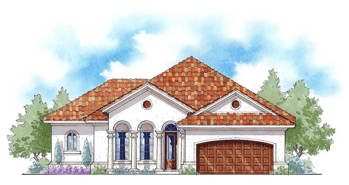 Plan 33014ZR: One-Story Mediterranean-Style House Plan - 1564 Sq Ft - Image #6 - Florida-Style, Mediterranean