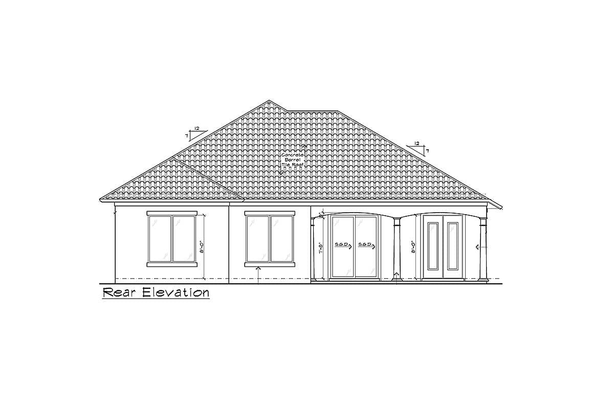 Plan 33014ZR: One-Story Mediterranean-Style House Plan - 1564 Sq Ft - Image #7 - Florida-Style, Mediterranean