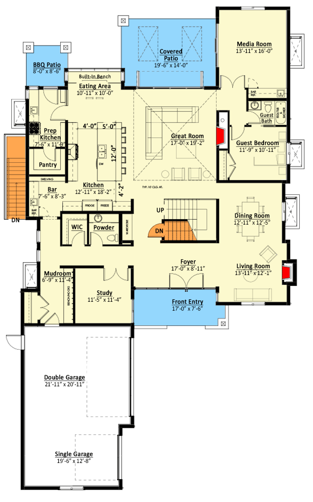 Plan 270043AF: Transitional 5-Bed Farmhouse with Optional Lower Level In-Law Suite - Floor Plan - Optional 3-Car Garage Main Level - European, Farmhouse, Modern Farmhouse, New American, Transitional
